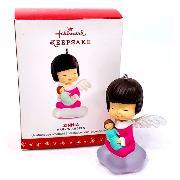 Hallmark Mary's Angels ZINNIA Keepsake Ornament 2016 Series #29 Pink with Doll - Picture 1 of 12
